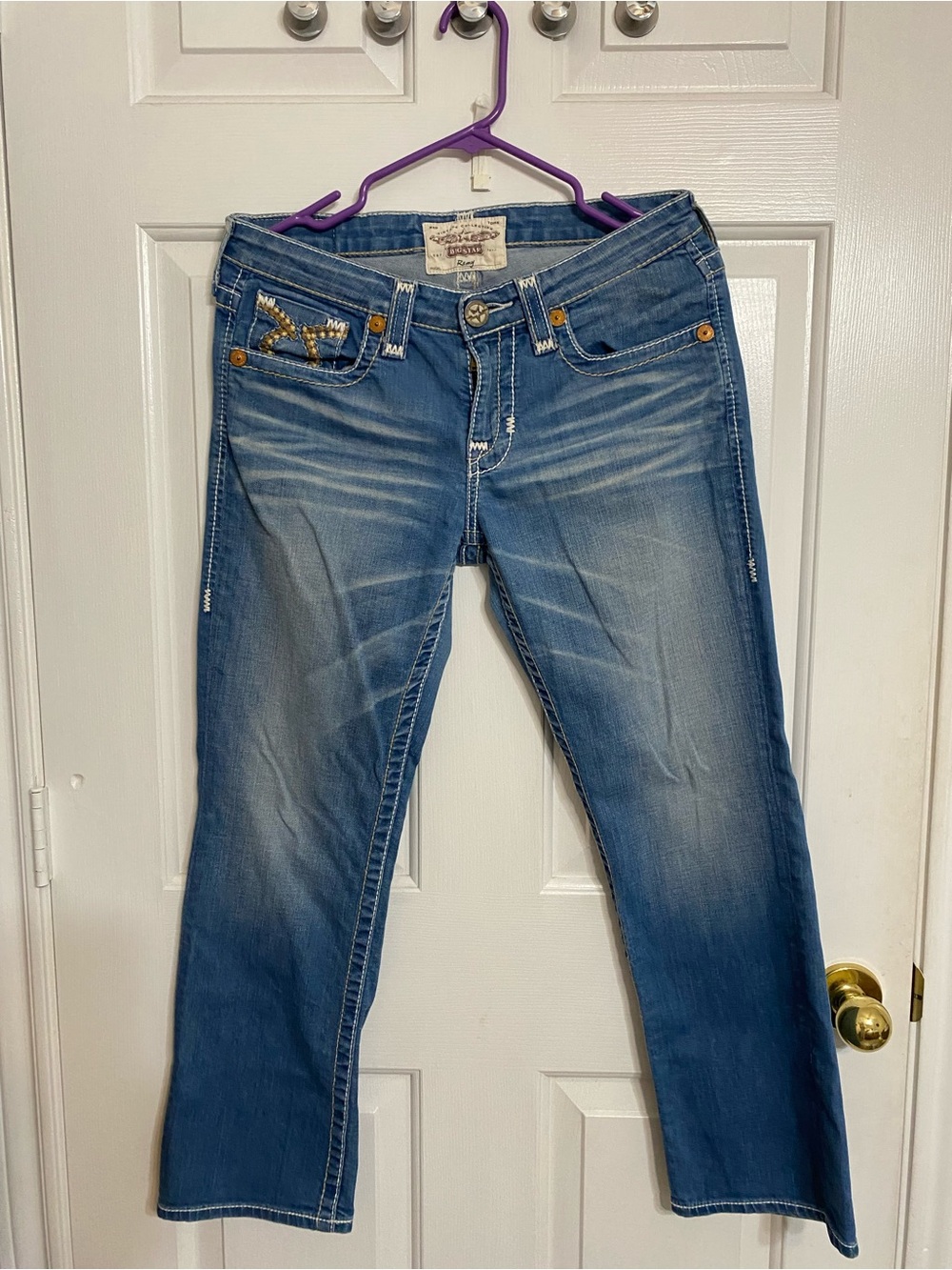 Big Star Women's Blue Boot Cut Jeans with Embellished Pocket